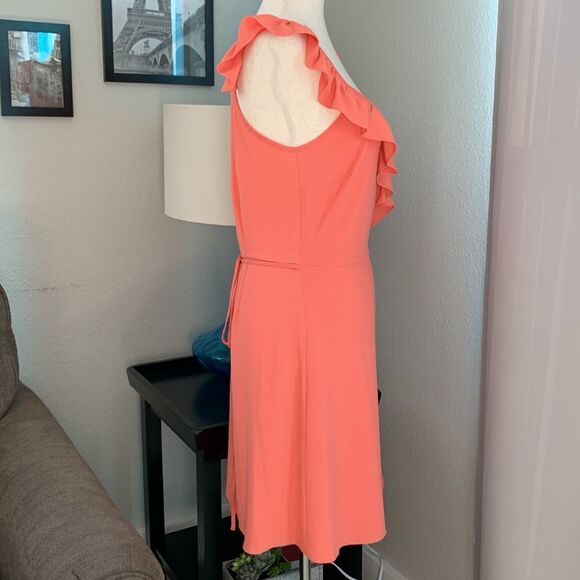 1. State ruffle trim coral colored sleeveless dress sz 4 small - Picture 4 of 12